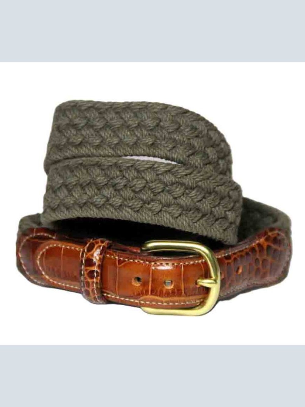 The Knottery Braided Cotton and Leather Belt Brass Buckle Men's Size 36
